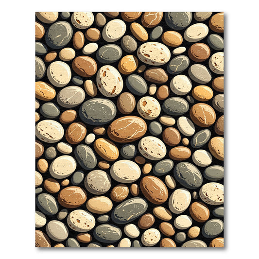 Neutral Earthy Tone Organic River Stones Rug