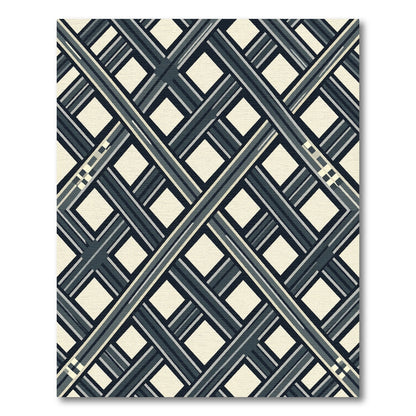 Dark Gray Plaid Diamond Composition Rug