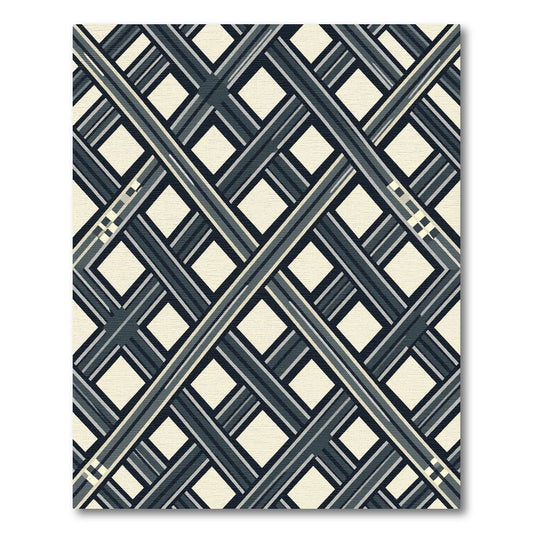 Dark Gray Plaid Diamond Composition Rug