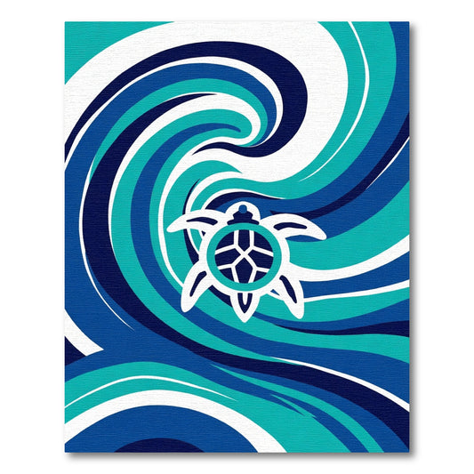 Ocean Turtle Blue Wave Composition Rug