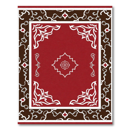 Crimson White Scrollwork Mandala Rug