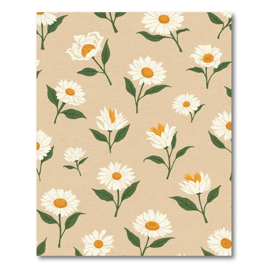 Floral Daisy Meadow Green Beige Rug