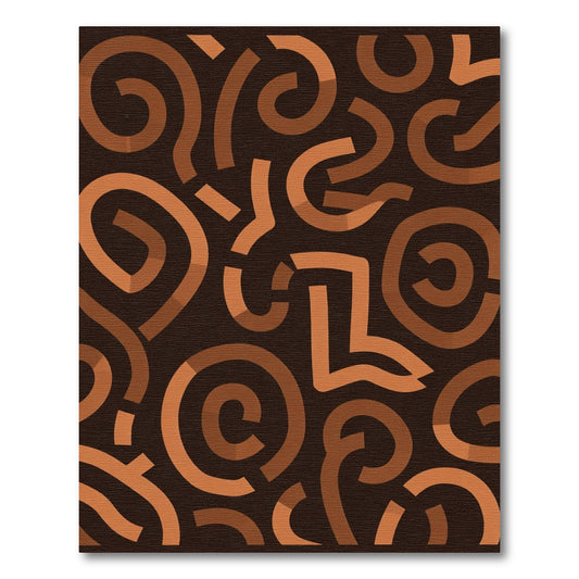 Brown Terracotta Swirls Abstract Rug
