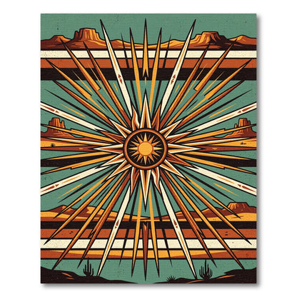 Southwestern Desert Sunburst Geometric Art Rug