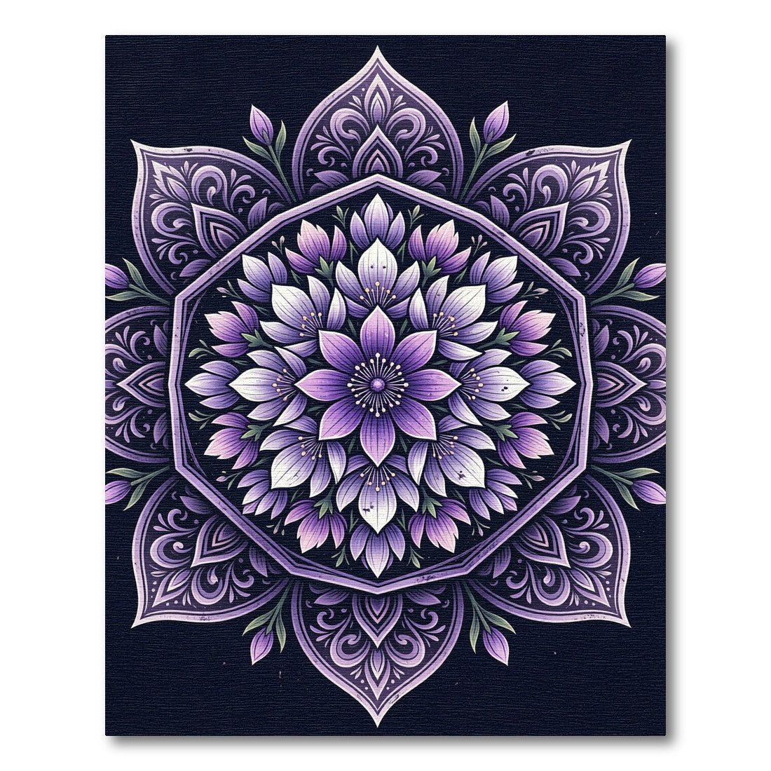 Elegant Purple Floral Mandala Medallion Rug
