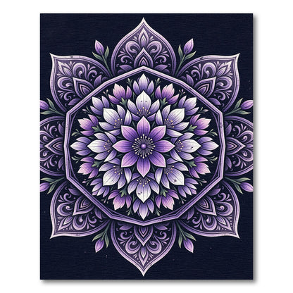 Elegant Purple Floral Mandala Medallion Rug