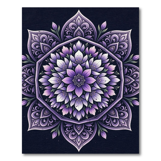 Elegant Purple Floral Mandala Medallion Rug