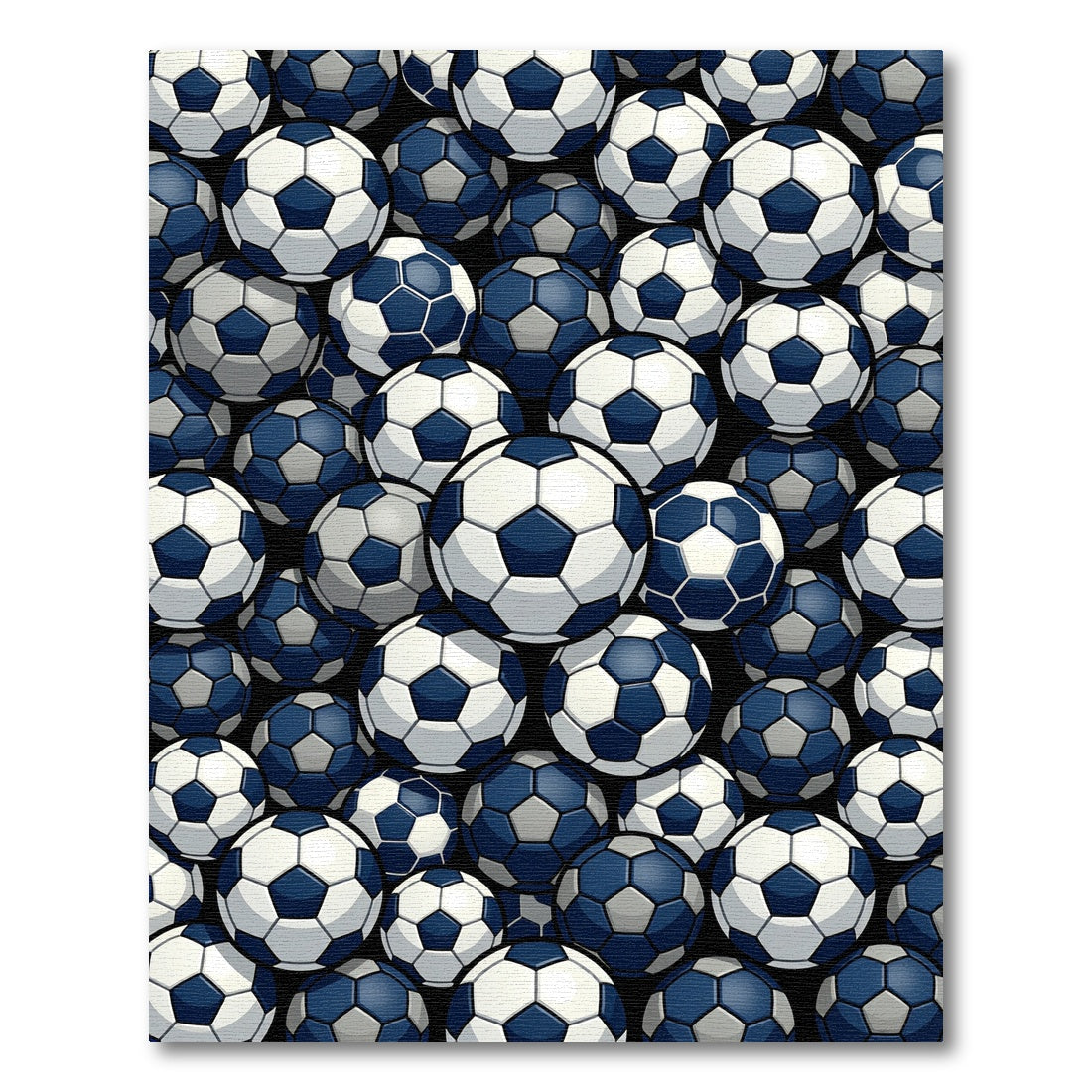 Dynamic Blue And White Soccer Ball Rug