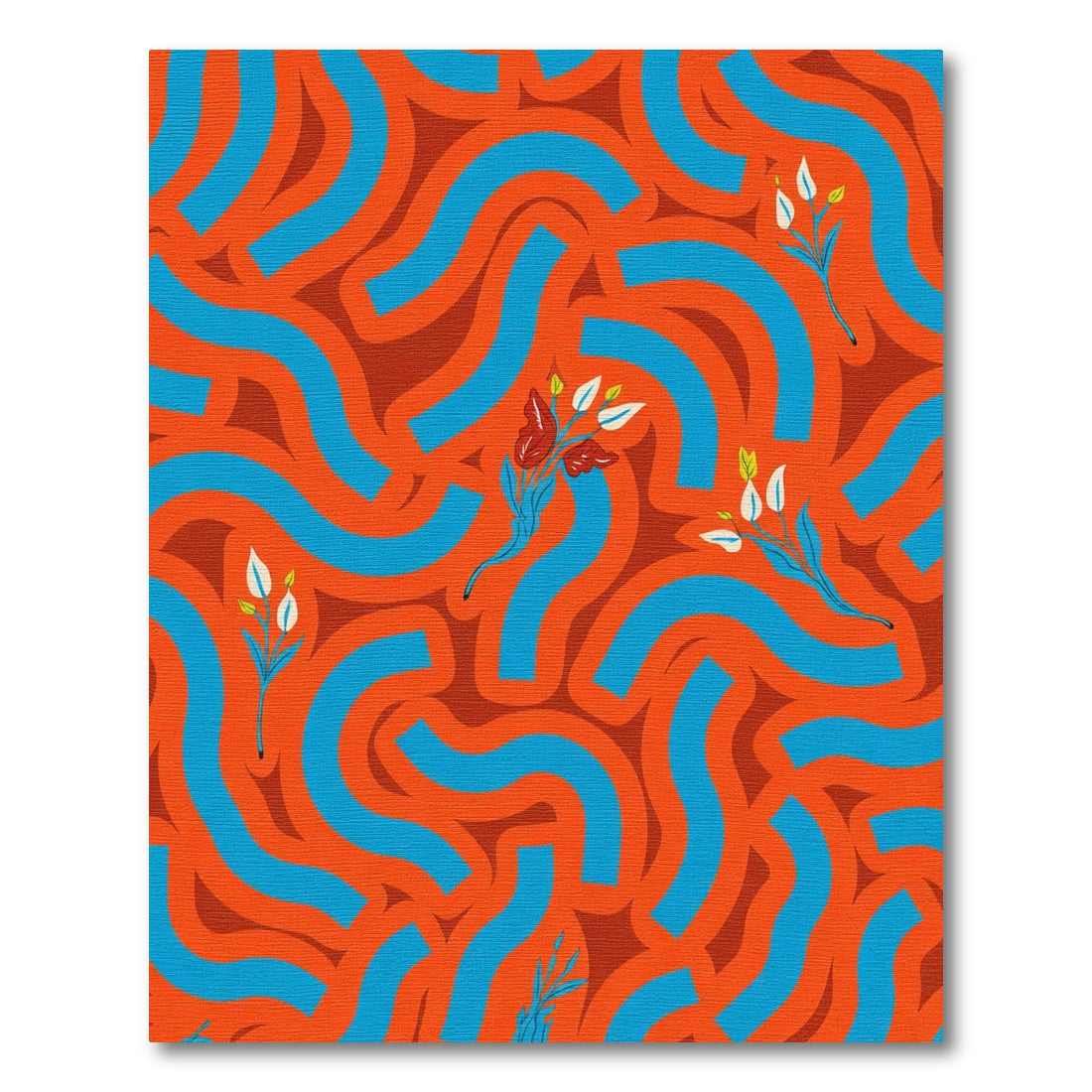 Retro Abstract Ribbon Floral Rug