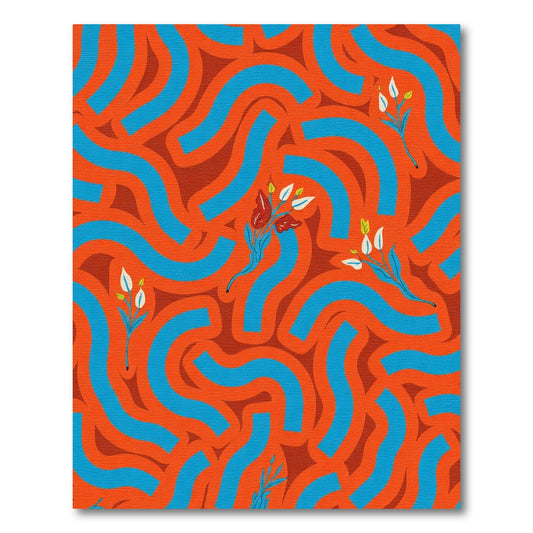 Retro Abstract Ribbon Floral Rug