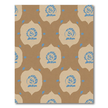 Blue Floral Medallion Tan Rug