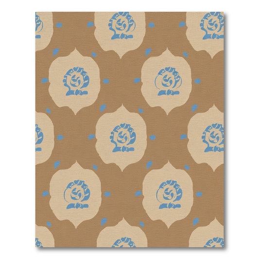 Blue Floral Medallion Tan Rug