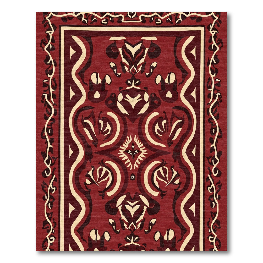 Deep Red Tribal Medallion Rug