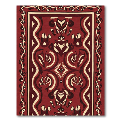 Deep Red Tribal Medallion Rug