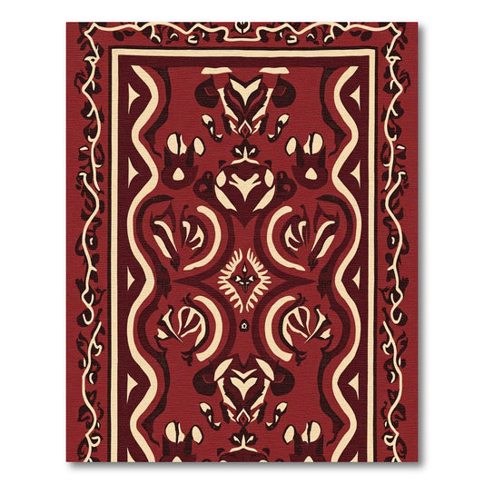 Deep Red Tribal Medallion Rug