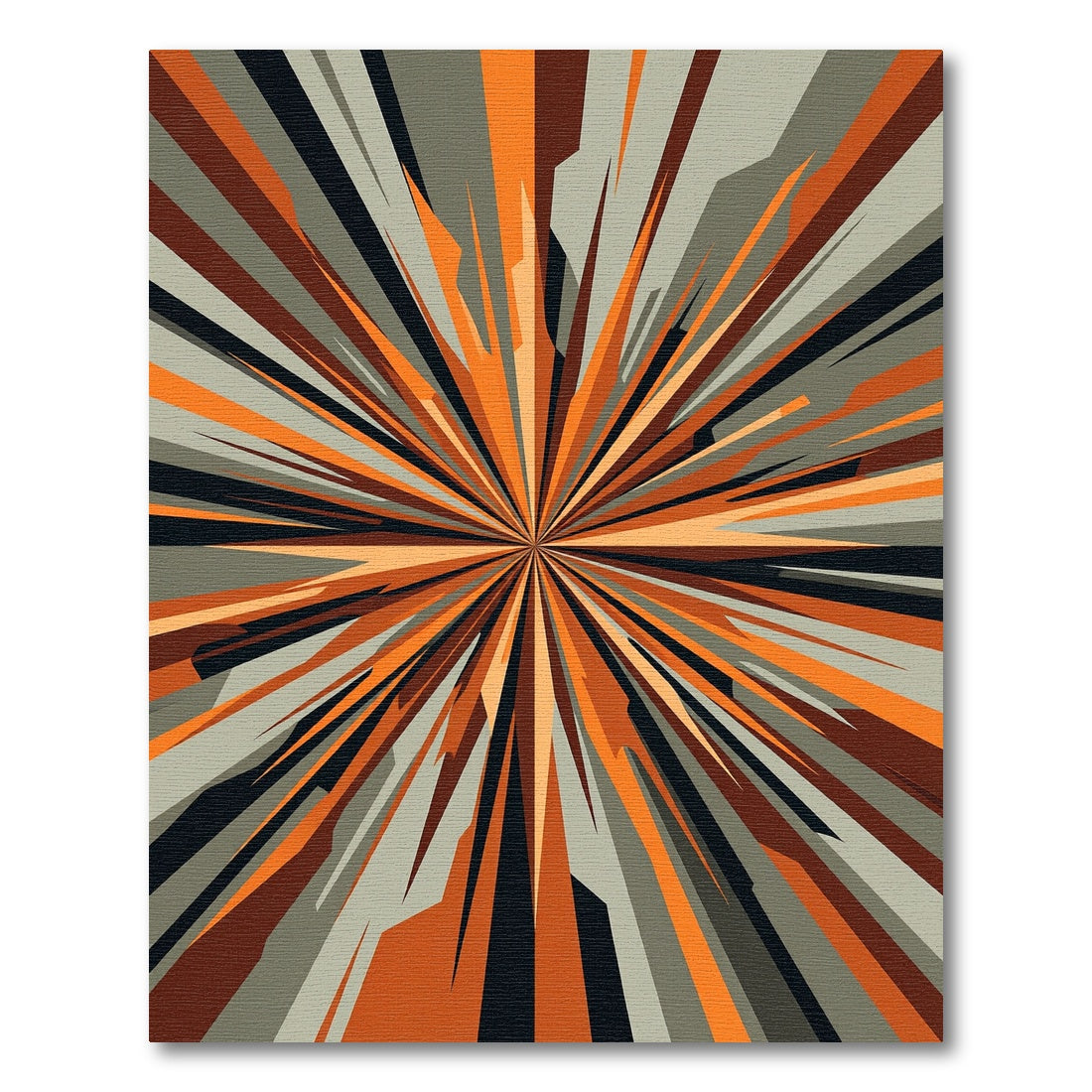 Modern Orange Burst Geometric Rug