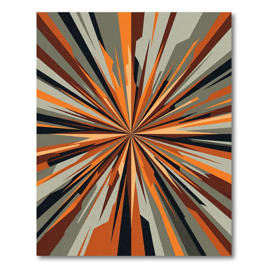 Modern Orange Burst Geometric Rug