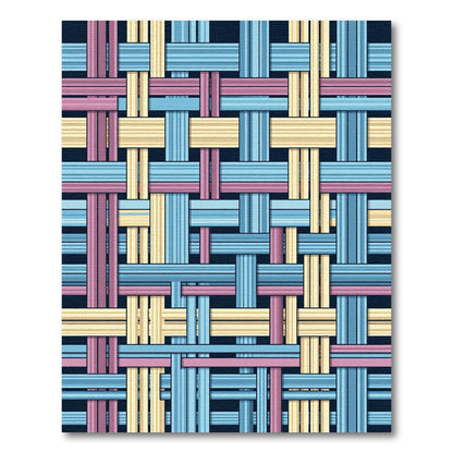 Woven Blue Pink and Cream Grid Rug