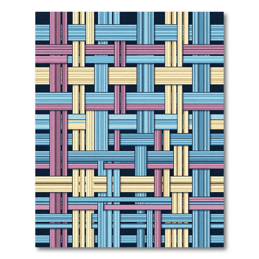 Woven Blue Pink and Cream Grid Rug