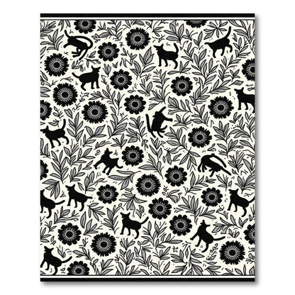 Whimsical Black Cats Floral Garden Rug
