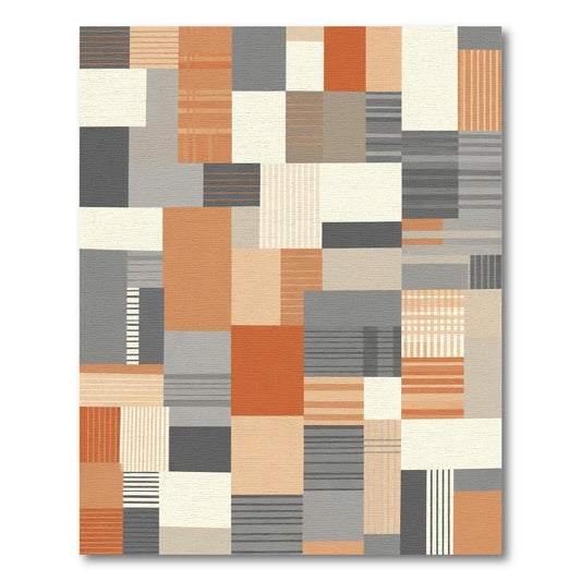 Retro Geometric Terracotta Blocks Rug