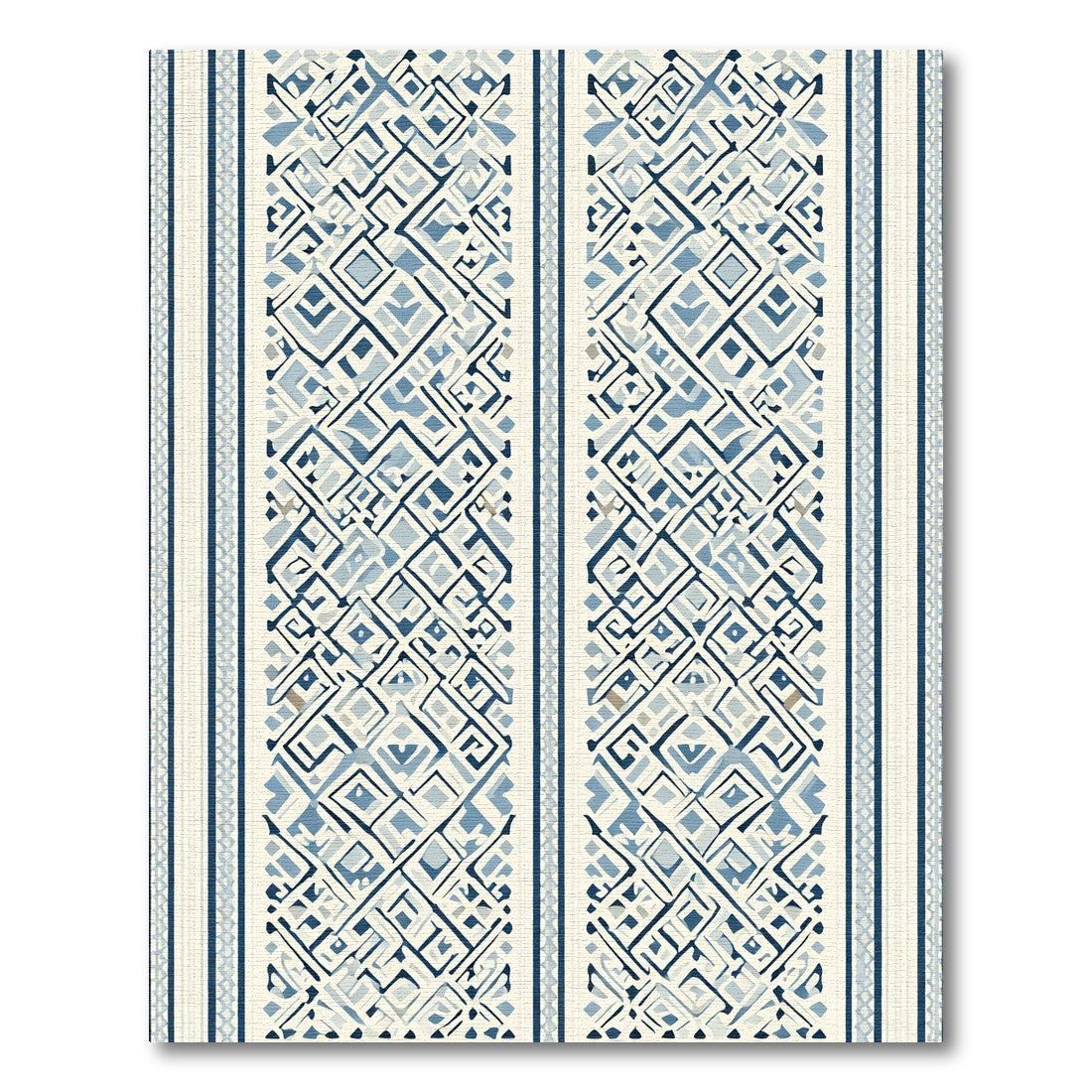 Indigo Blue Geometric Diamond Stripe Rug
