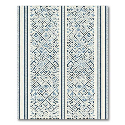 Indigo Blue Geometric Diamond Stripe Rug