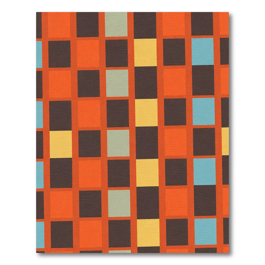 Retro Amber Grid Squares Rug