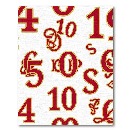 Red Gold Number Medley Rug