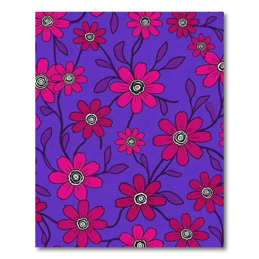 Vibrant Pink Flowers on Purple Background Rug
