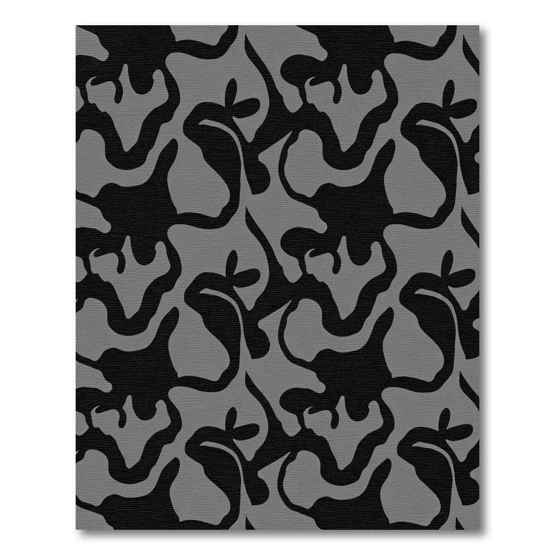 Abstract Black Gray Amoeba Rug