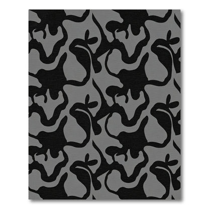 Abstract Black Gray Amoeba Rug