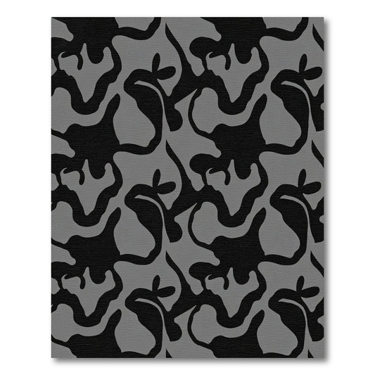 Abstract Black Gray Amoeba Rug