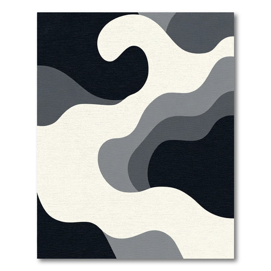 Dark Gray Flowing Contrast Waves Rug