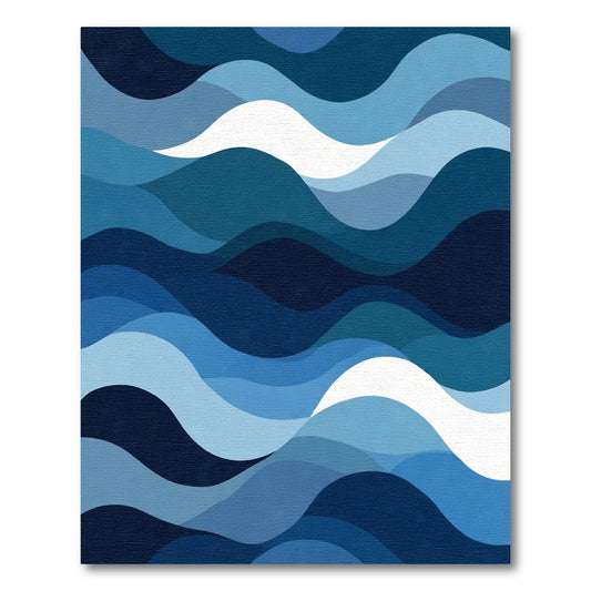 Deep Blue Ocean Wave Landscape Rug