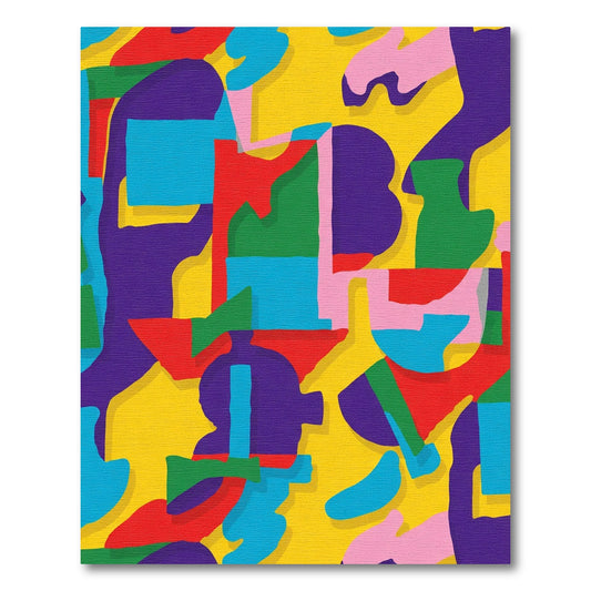 Bold Yellow Abstract Shapes Collage Rug