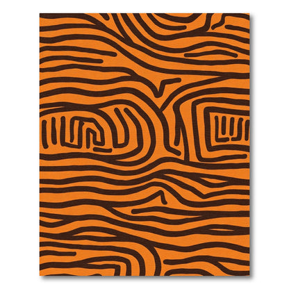 Orange Brown Abstract Tribal Lines Rug