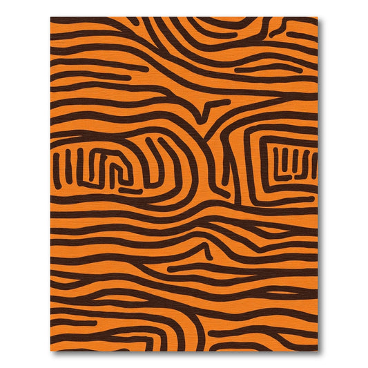 Orange Brown Abstract Tribal Lines Rug
