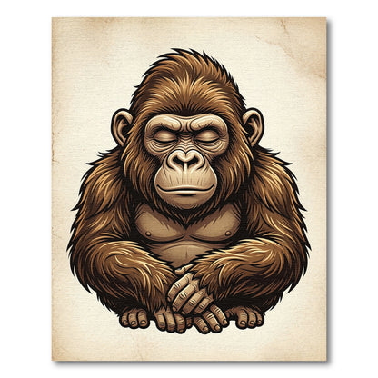 Meditative Brown Gorilla Zen Portrait Rug