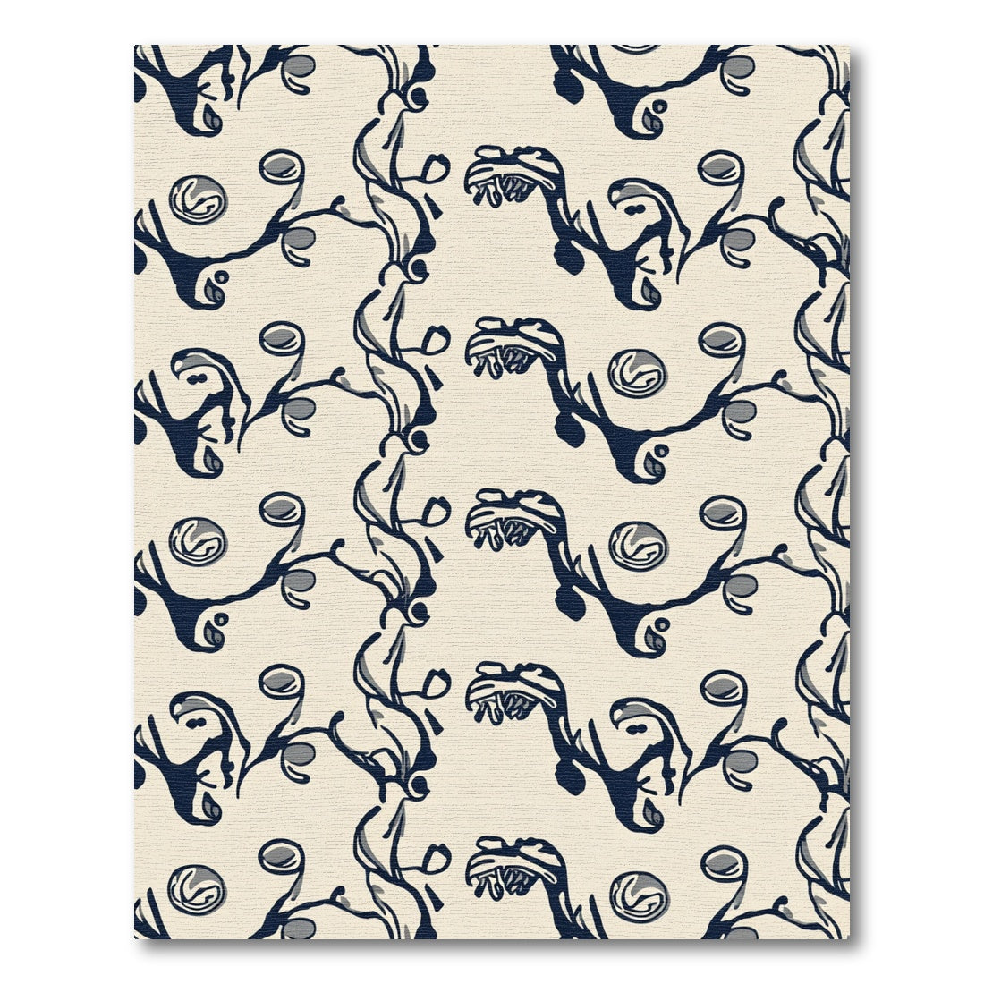 Dark Blue Swirling Branches Abstract Rug