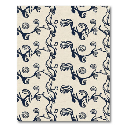 Dark Blue Swirling Branches Abstract Rug
