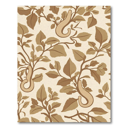 Earthy Tome Leaf Scroll Repeating Rug