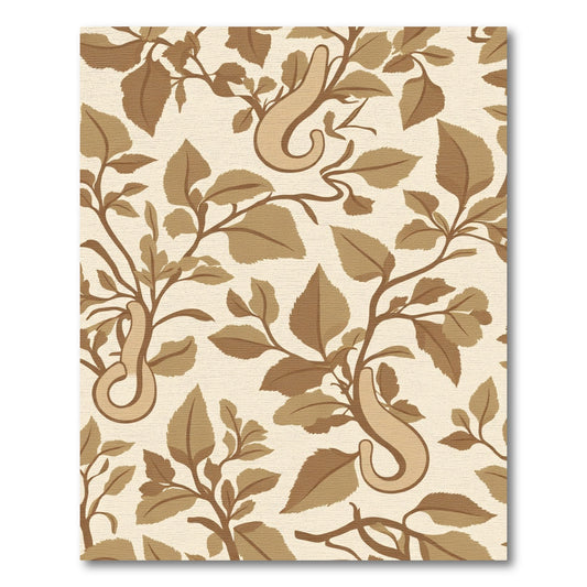 Earthy Tome Leaf Scroll Repeating Rug