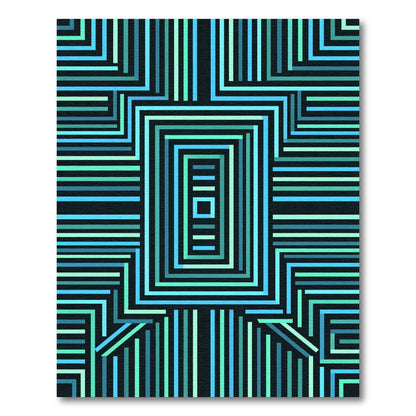 Aqua Teal Nested Rectangles Rug