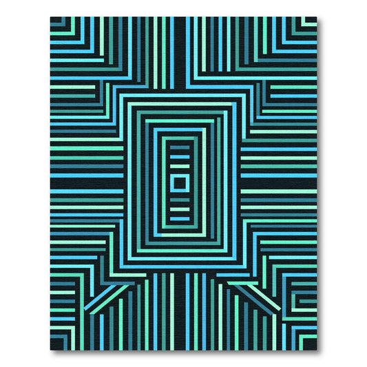 Aqua Teal Nested Rectangles Rug