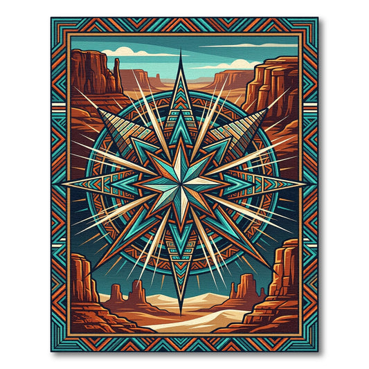 Earthy Geometric Compass Southwestern Canyonscape Rug