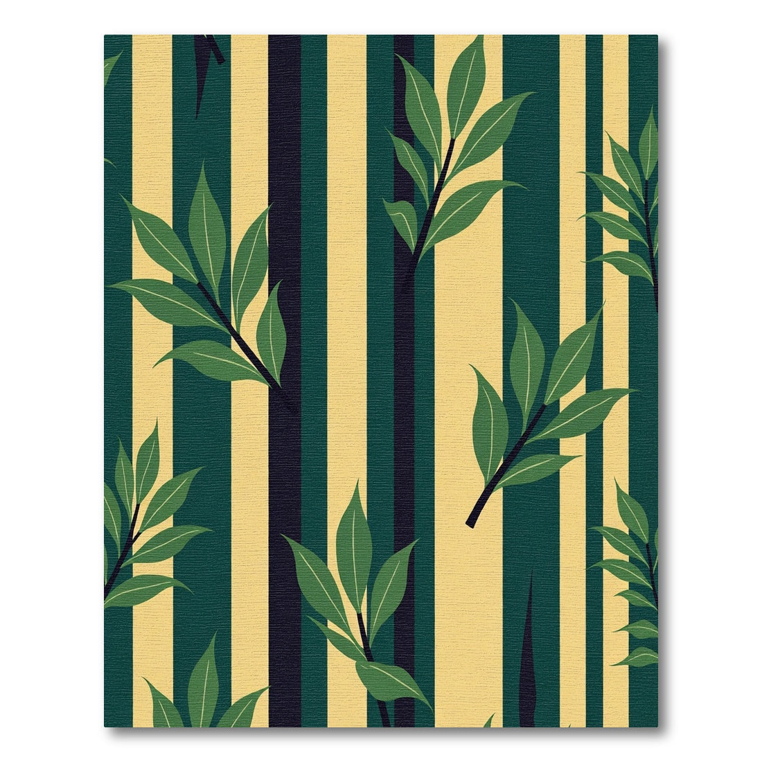 Green Leaves Vertical Stripe Harmony Rug