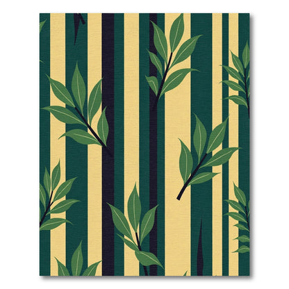 Green Leaves Vertical Stripe Harmony Rug