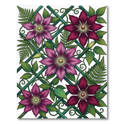 Deep Plum Clematis Garden Trellis Rug