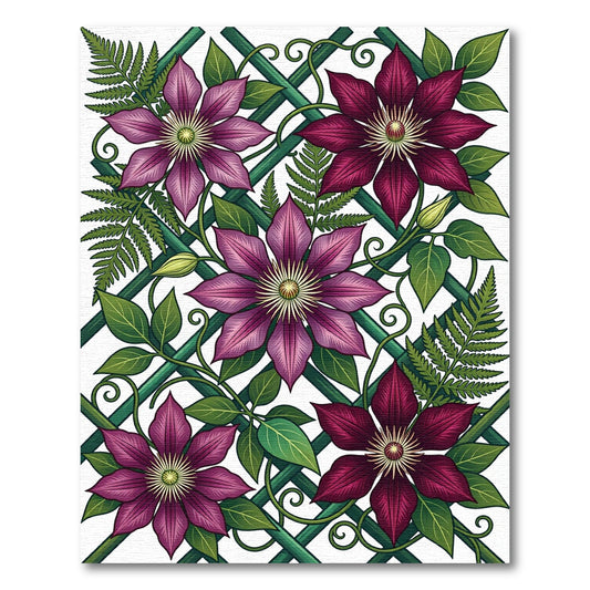 Deep Plum Clematis Garden Trellis Rug